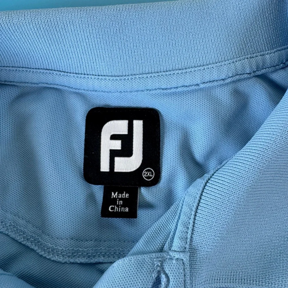 FootJoy ProDry Mens 2XL Blue Chest Stripe Performance Golf Polo Shirt 29578